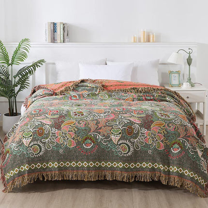 Paisley Cotton Gauze Blanket | Floral Summer Tassel Throw
