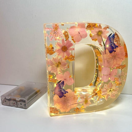 Letter Flower Transparent Flowers Resin Night Light Ornaments