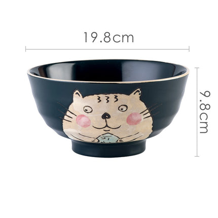 Japanese Underglaze Hand-painted Ceramic Ramen Bowl