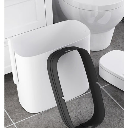 Narrow slit toilet trash bin with lid