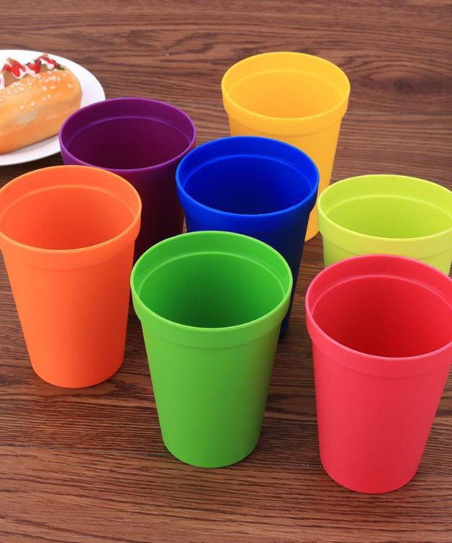 7-Pack Plastic Tumblers 🌈 – 200ml with Storage Case, Rainbow Colours