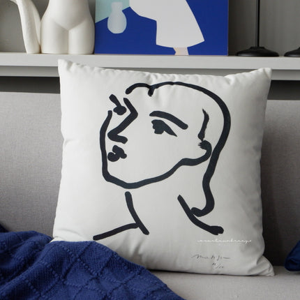 Minimalist Portrait Cushion Cover | Modern Decorative Pillowcase