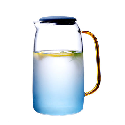 Blue Ombre Glass Pitcher / Jug 💙 – Gold Handle & Navy Lid