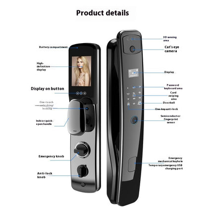 Smart Home Lock – Fingerprint, Camera & 3D Facial Recognition | 3 Models