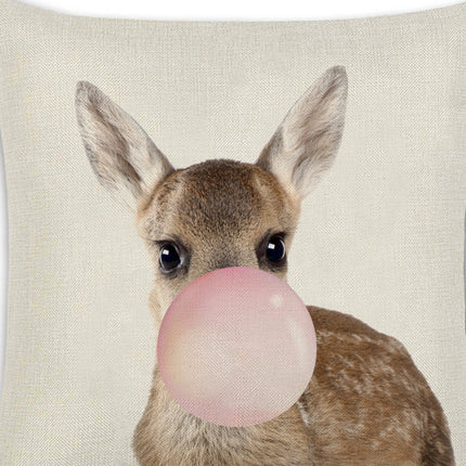 Animals Blowing Pink Bubbles Cushion Covers – 6 Quirky Linen Designs