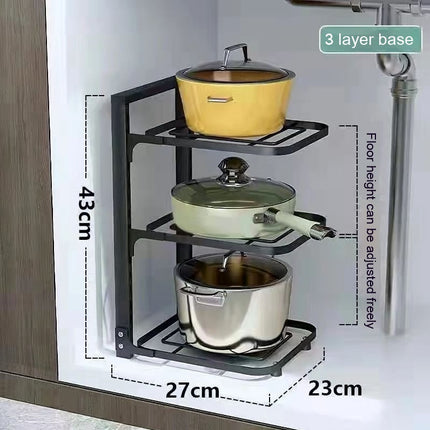 No Drill Pot Rack Kitchen Storage 2/3/4 Tier Organiser