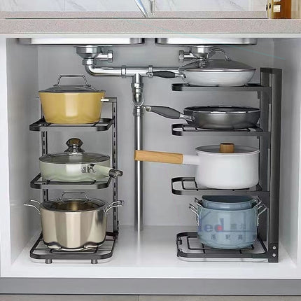 No Drill Pot Rack Kitchen Storage 2/3/4 Tier Organiser
