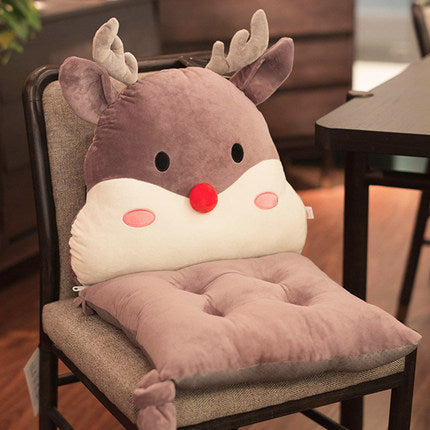 Cute Animal Seat Cushion with Backrest | Plush Chair Hugger