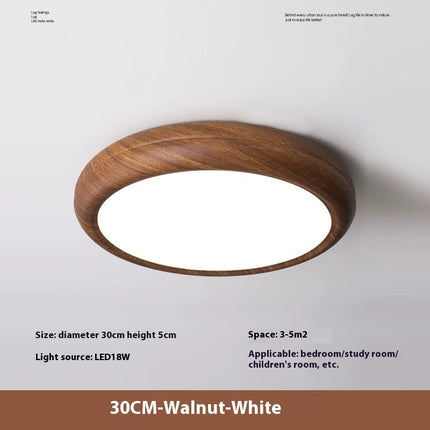 Circular Walnut Wooden LED Ceiling Light – Modern Minimalist Lamp