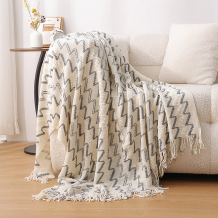 Nordic Tassel Throw Blanket | Soft Striped Sofa Throw