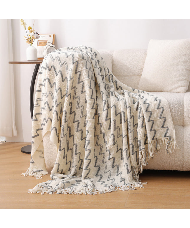 Nordic Tassel Throw Blanket | Soft Striped Sofa Throw