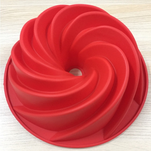 Silicone Spiral Cake Mould – Round Hollow Bakeware | Red, 24.5 × 9 cm