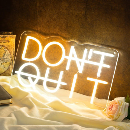 Motivational Neon Sign | Hustle & Don’t Quit LED Light