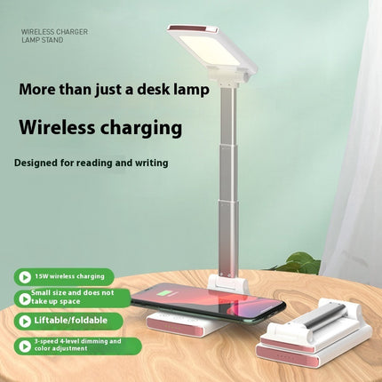 Wireless Charger Desk Lamp – Foldable LED Light & Phone Stand (USB Powered)