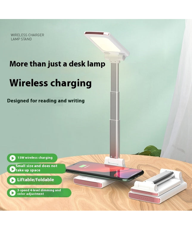 Wireless Charger Desk Lamp – Foldable LED Light & Phone Stand (USB Powered)
