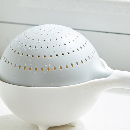 Double-Layer Colander with Bowl & Handle – 1.2L + 1.7L | Grey, Yellow, Green