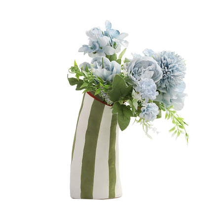 Geometric Line Ceramic Vase | Modern Striped Decorative Vase