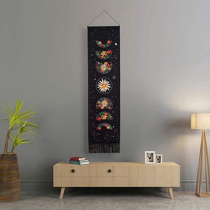 Moon Phase Wall Hanging | Boho Floral Tapestry Décor