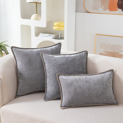 Chenille Cushion Covers with Embroidered Wool Edge