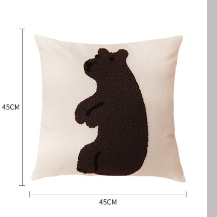 Animal Embroidered Cushion 45x45 | Decorative Animal Pillow
