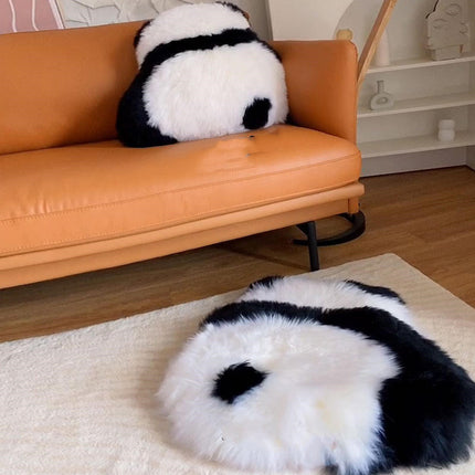 Cute Panda Cushion in Plush Faux-Fur. A Sofa and Bed Essential 🐼🖤🤍