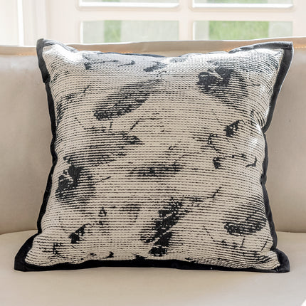 Monochrome Fine Line Patterned Cushion with Core | Minimalist Home Décor