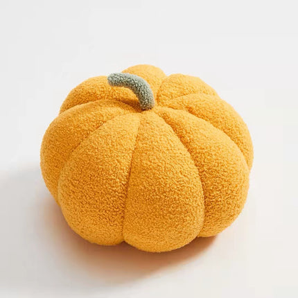 Fleece Small Pumpkin Sofa Cushion – in Citrus Orange, Milky White & Brown