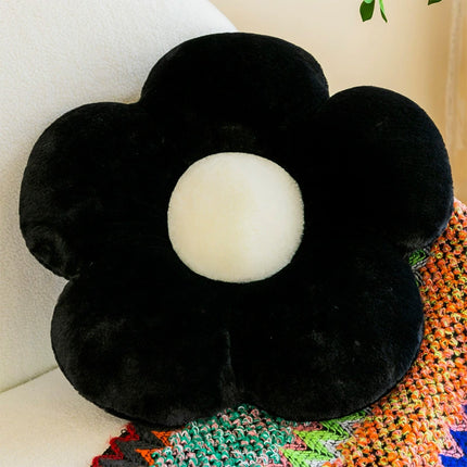Flower Shaped Plush Cushion – Green or Black Petals | Super Soft Pillow