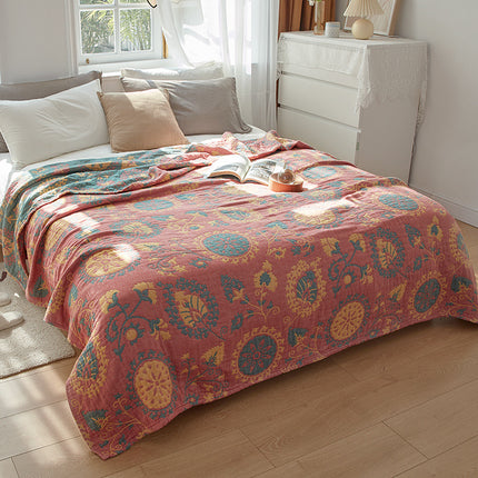 Cotton Gauze Summer Blanket | Floral Paisley Throw