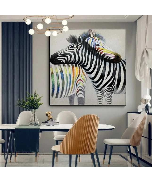 Abstract Zebra Canvas Art | Hand-Painted Animal Oil Painting