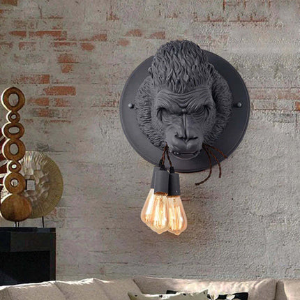 Gorilla Head Wall Light – Modern Resin Design in Black or White