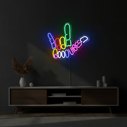 Good Vibes Neon Light | LED Hand Sign Wall Décor