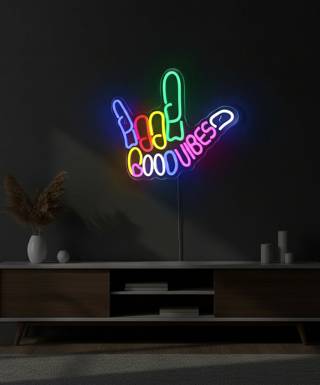 Good Vibes Neon Light | LED Hand Sign Wall Décor