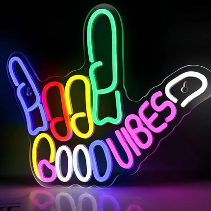 Good Vibes Neon Light | LED Hand Sign Wall Décor