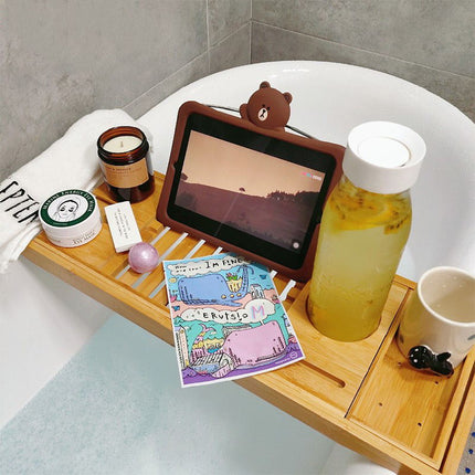 Bamboo Retractable Bathroom Rack Bathtub Tray