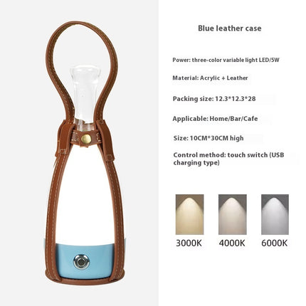 Portable Wine Decanter Lamp – LED Touch Dimming Light with Optional Leather Strap (8 Base Colours)