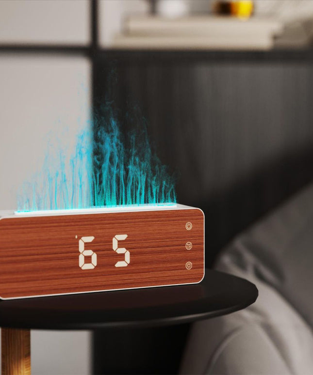 Flame Humidifier with Clock – Aromatherapy Bedroom Atmosphere Lamp | Ikeame
