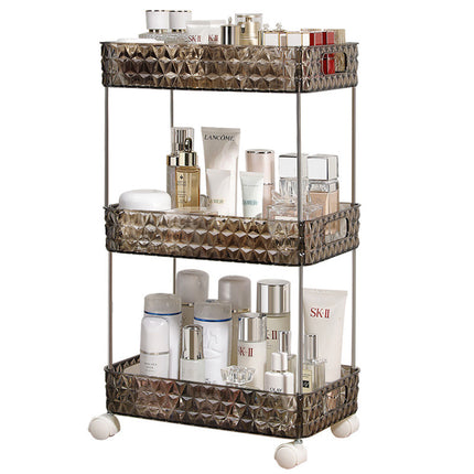 Luxury Bathroom Trolley Storage Rack – Transparent Diamond Design | Ikeame