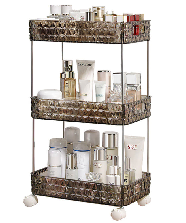 Luxury Bathroom Trolley Storage Rack – Transparent Diamond Design | Ikeame