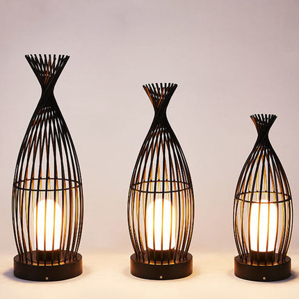 New Chinese Style Bird Cage Garden Villa Floor Lamp Outdoor
