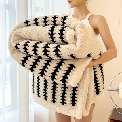 Coral Fleece Blanket | Bold Stripe Cosy Throw