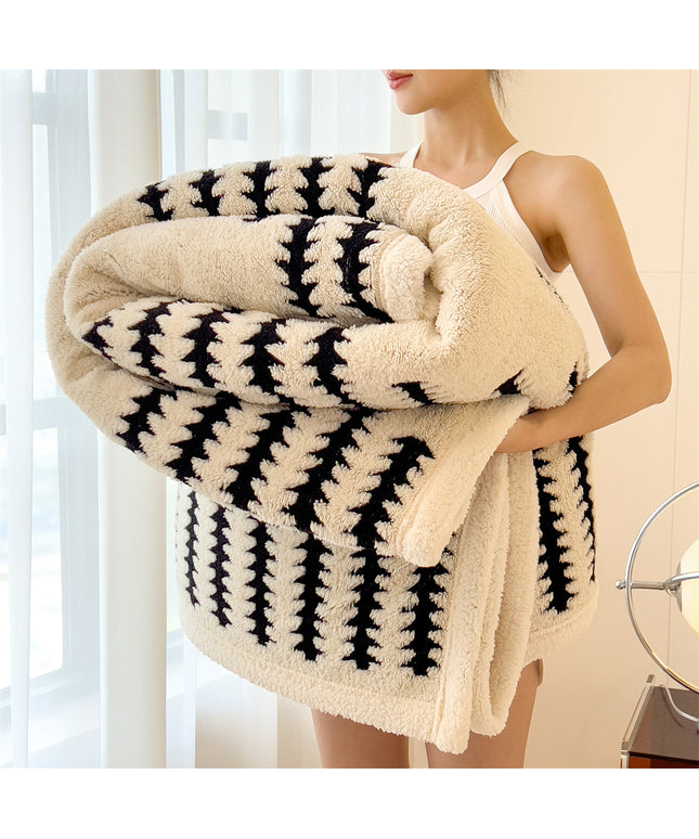 Coral Fleece Blanket | Bold Stripe Cosy Throw