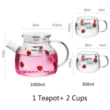 Borosilicate Glass Strawberry Jug Cup Set