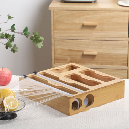 Bamboo Plastic Wrap Dispenser 🌿 – Double Layer or Storage Caddy