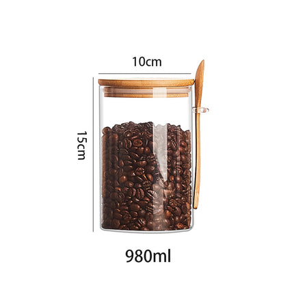 Glass Storage Jar with Spoon Kitchen Canister Set