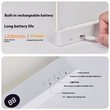 Rechargeable LED Tablet Reading Light – 3 Modes, Stepless Brightness, Timer