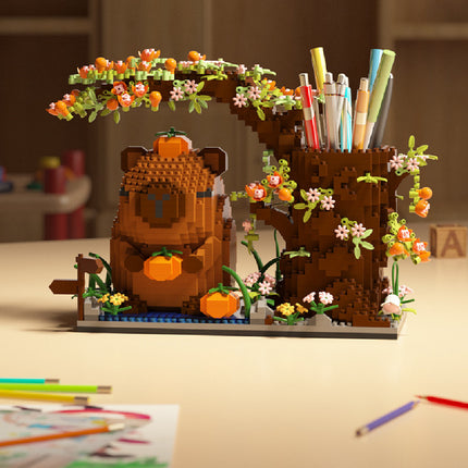 Capybara Treehouse Building Block Pen Holder – DIY Desk Organiser