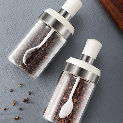 Glass Seasoning Bottles 🧂 – Built-In Spoon, Moisture-Proof, 2-Pack