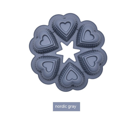 6-Piece Heart Silicone Mould 💖 – Nordic Pink, Green, Grey