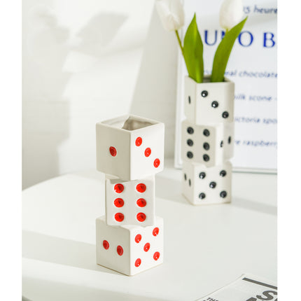 Stacked Dice Ceramic Vase – Playful Statement Décor